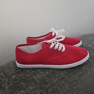 Red canvas shoes